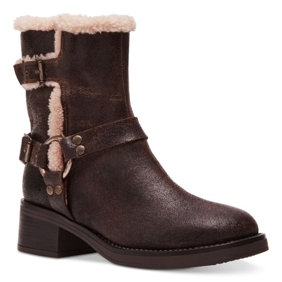 Steve Madden Brixton Fur Brown Distressed Boots - Picture 1 of 6